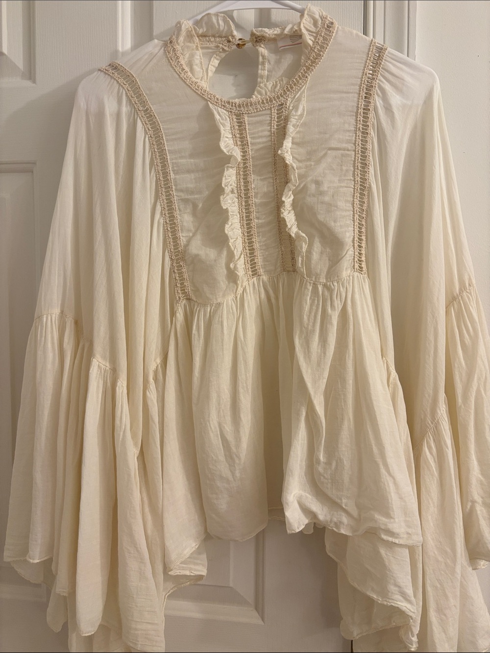 Boho Ruffle Peasant Blouse - Cream